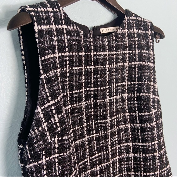 Alice + Olivia Black Tweed A-Line Mini Dress - Picture 4 of 6